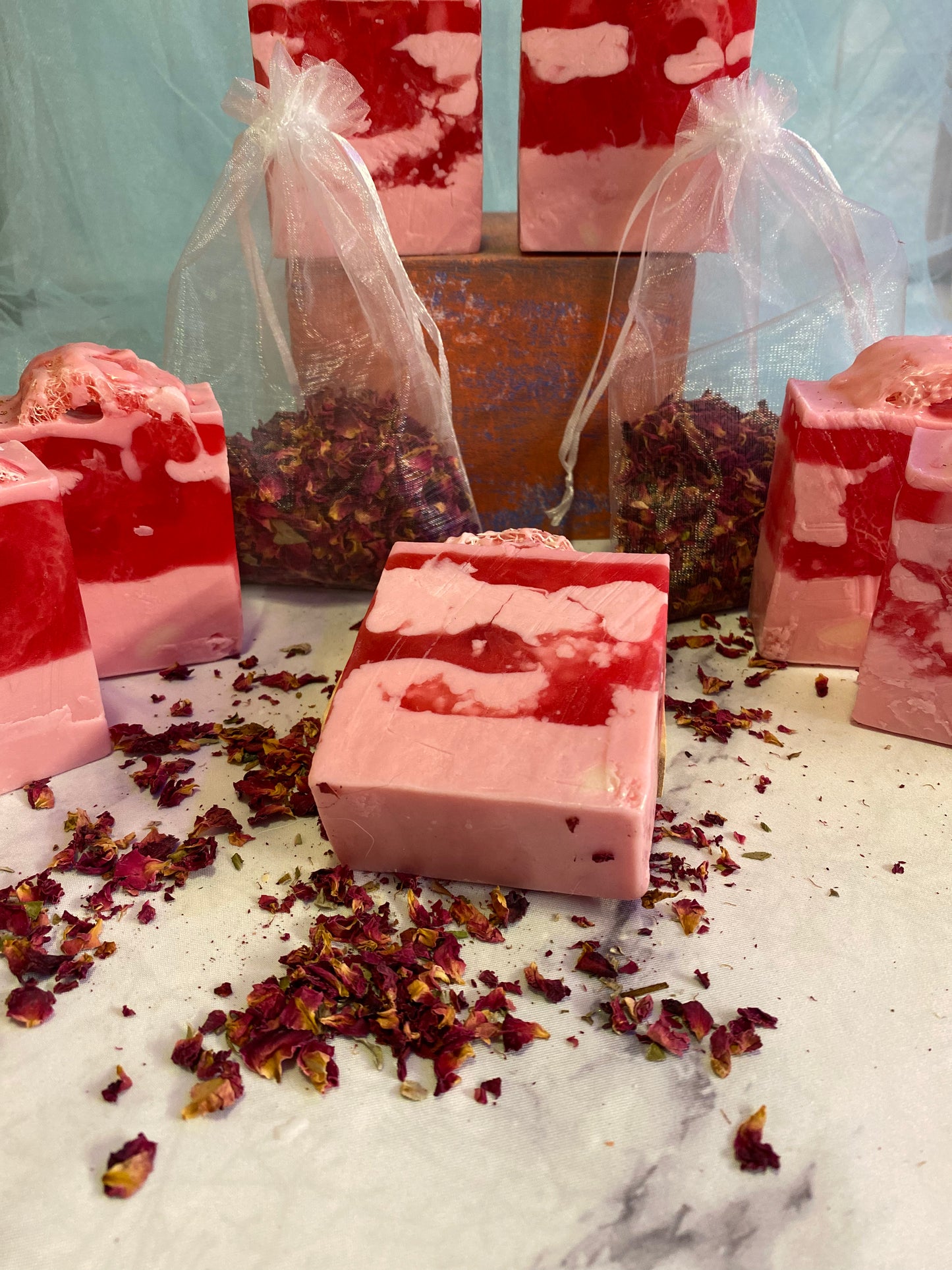 Bohemian Rose Scented Melt and Pour Soap with a Free Bamboo Soap Dish