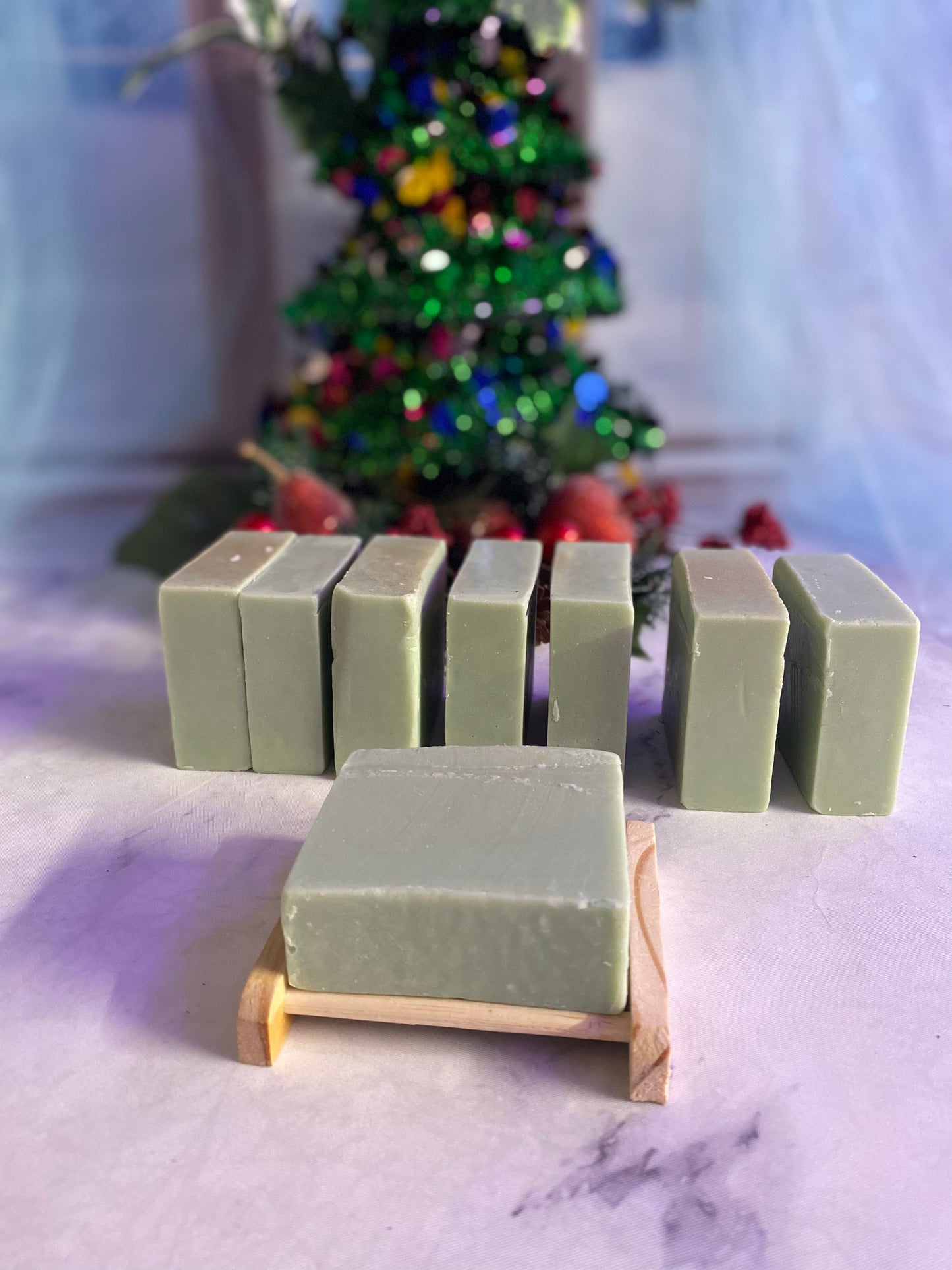 Alpine Balsam Scented Melt and Pour Soap with Free Bamboo Soap Dish