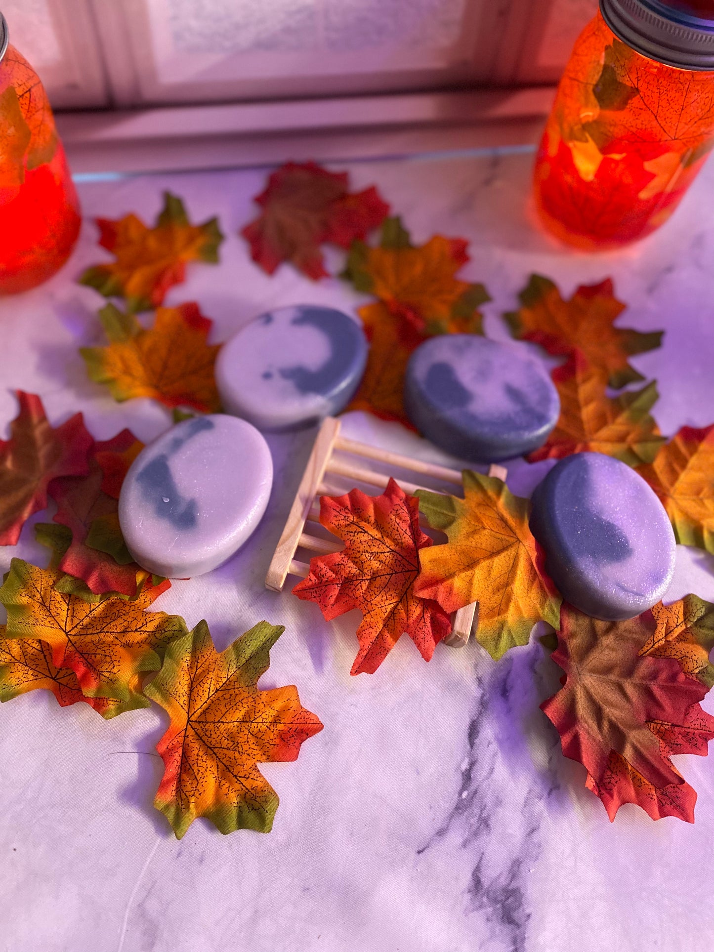 Black Violet and Saffron Scented Melt and Pour Soap with a Free Bamboo Soap Dish