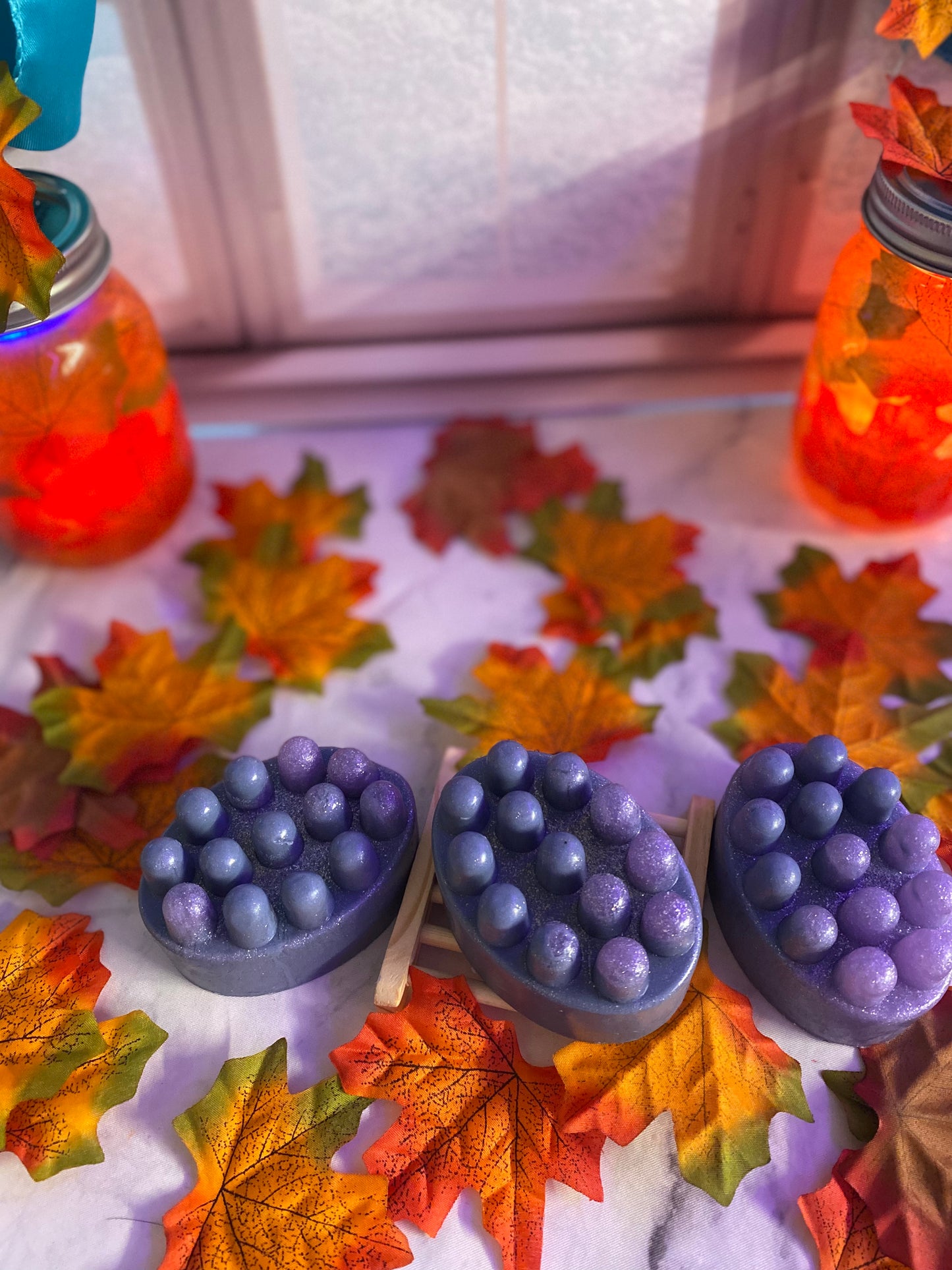 Black Violet and Saffron Scented Melt and Pour Soap with a Free Bamboo Soap Dish