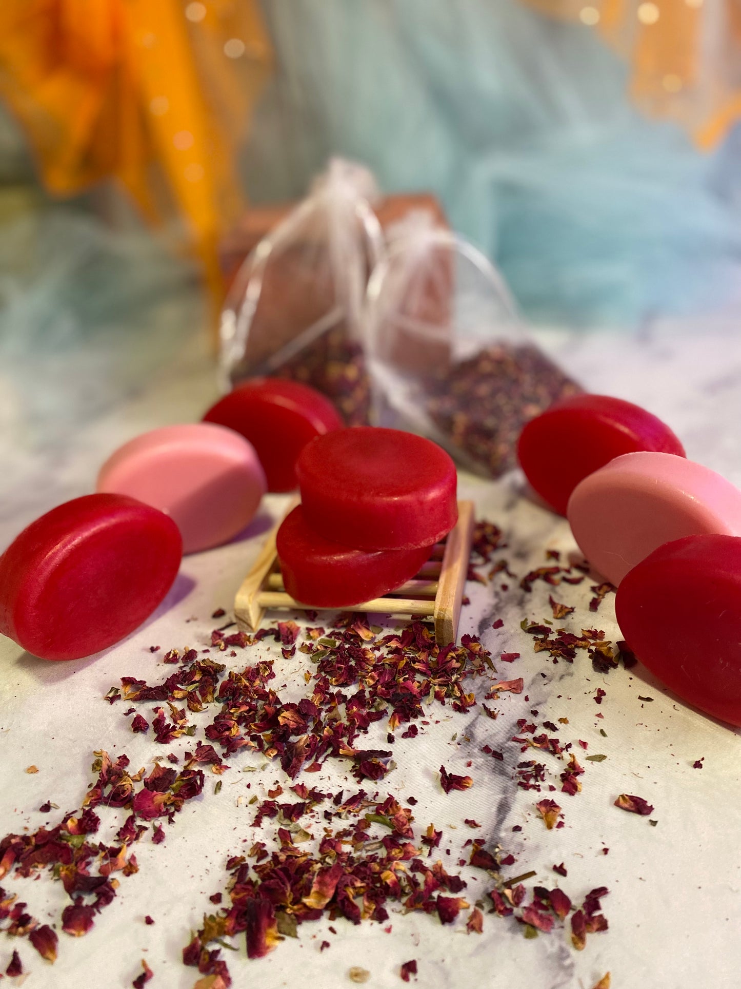 Bohemian Rose Scented  Melt and Pour Soap with a Free Bamboo Soap Dish