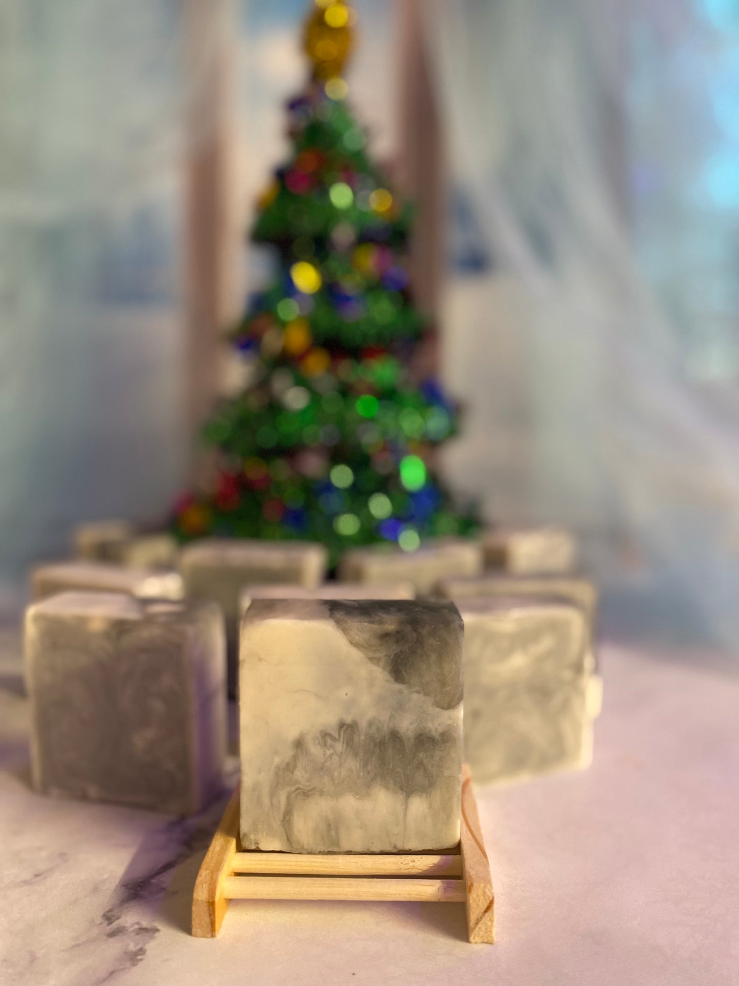 Black Raspberry Vanilla Scented Melt and Pour soap with a Free Bamboo Soap Dish